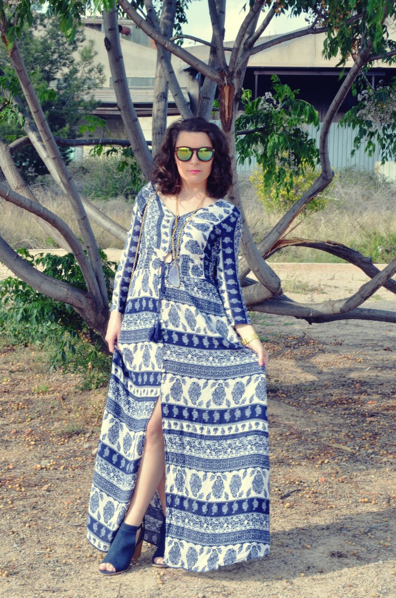 maxi vestido tribal outfit mi vestido azul fashion blogger (3)