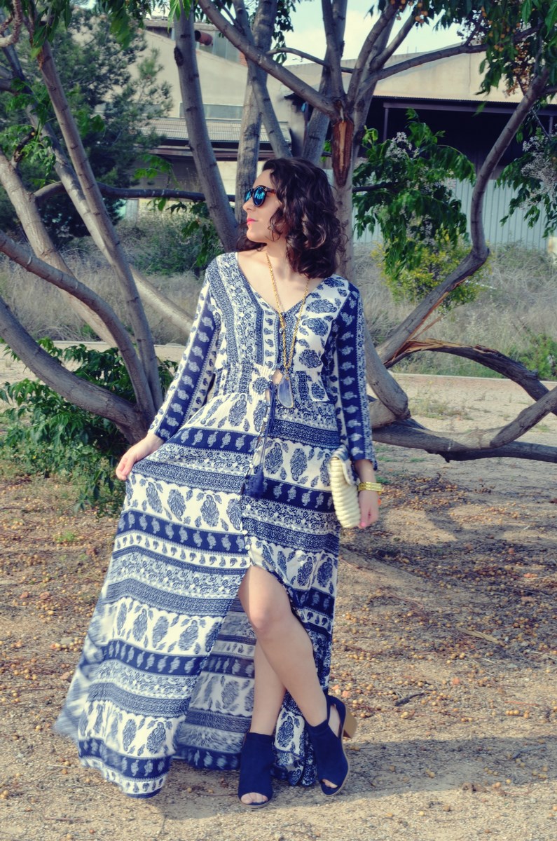 maxi vestido tribal outfit mi vestido azul fashion blogger (5)