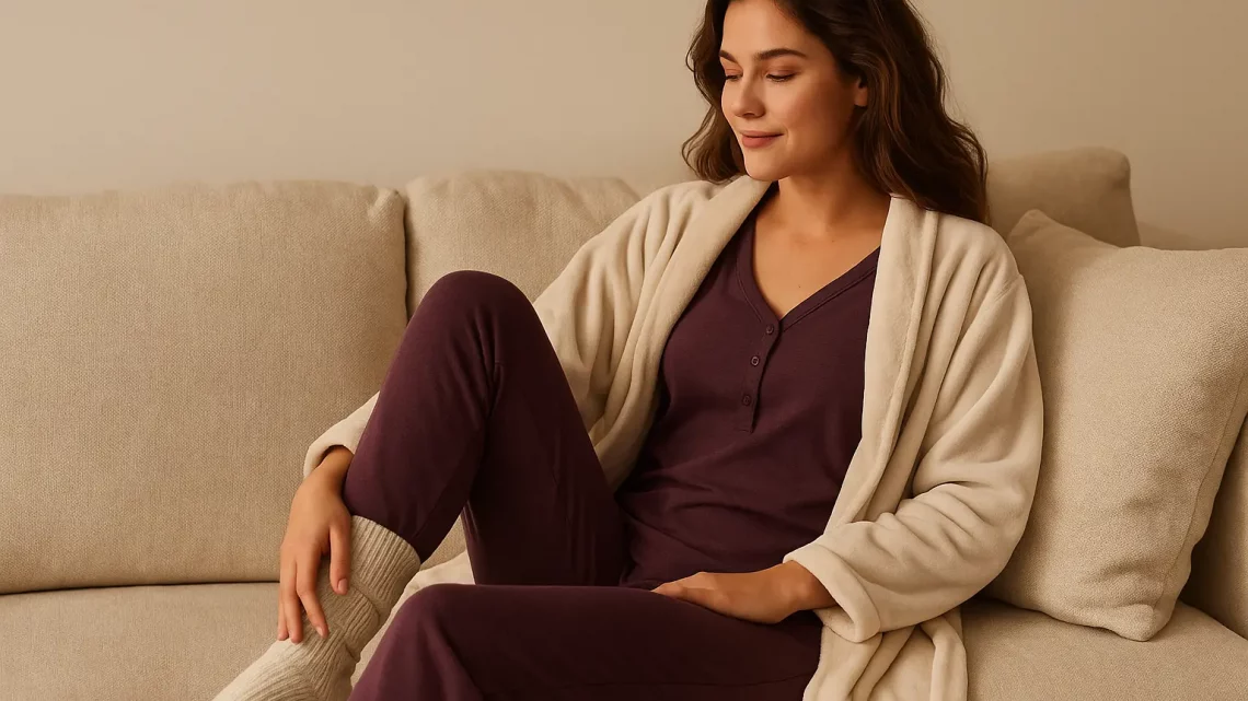 estar cómoda y con estilo en casa con medias y bata