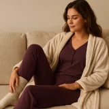 estar cómoda y con estilo en casa con medias y bata